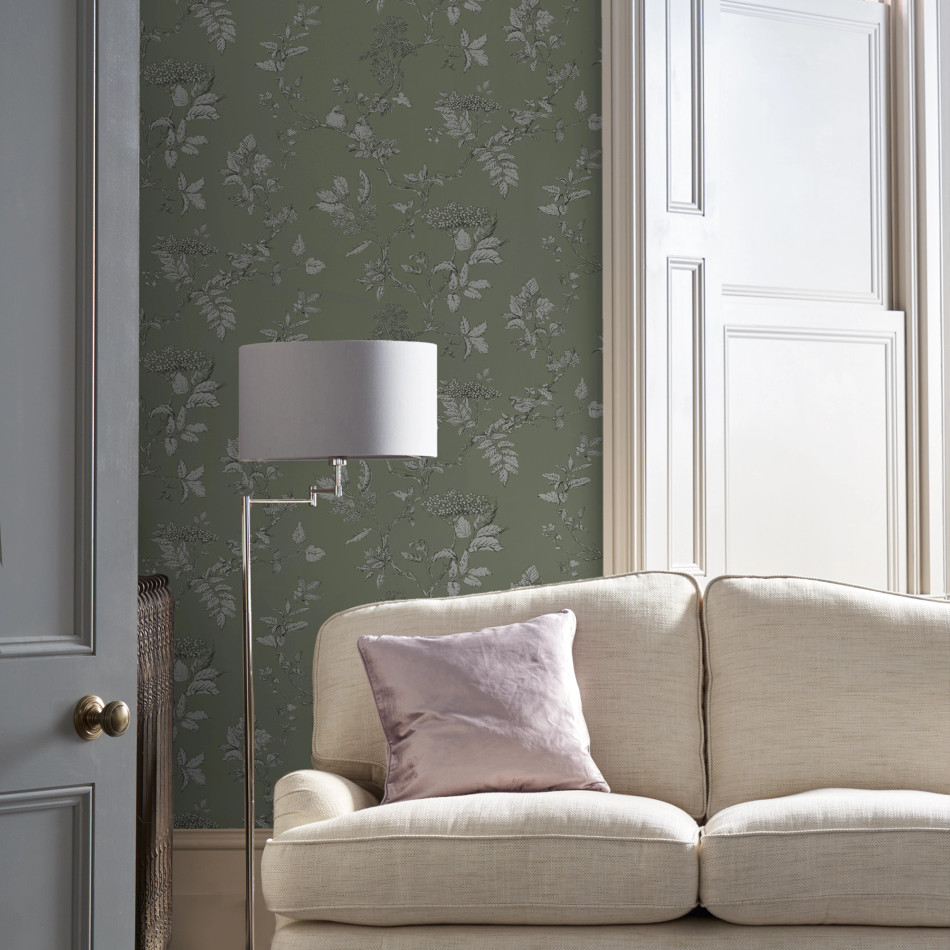 LAURA ASHLEY ELDERWOOD SAGE WALLPAPER