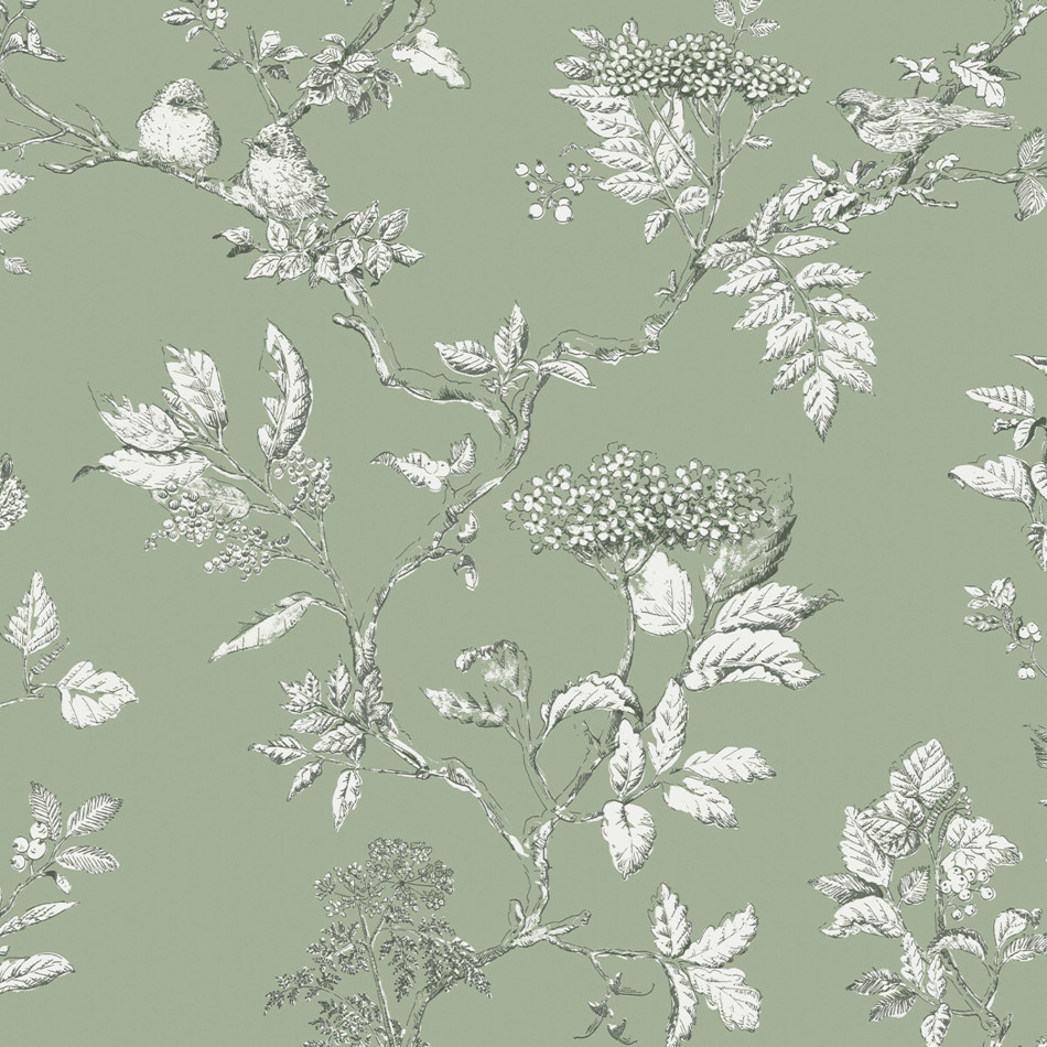 LAURA ASHLEY ELDERWOOD SAGE WALLPAPER