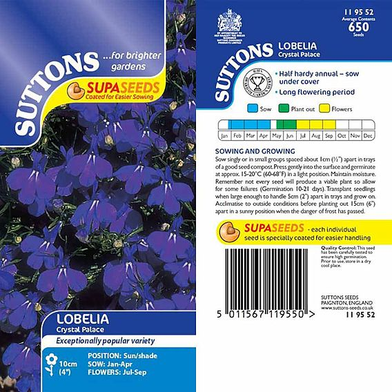 SUTTONS LOBELIA 'CRYSTAL PALACE' - SEEDS