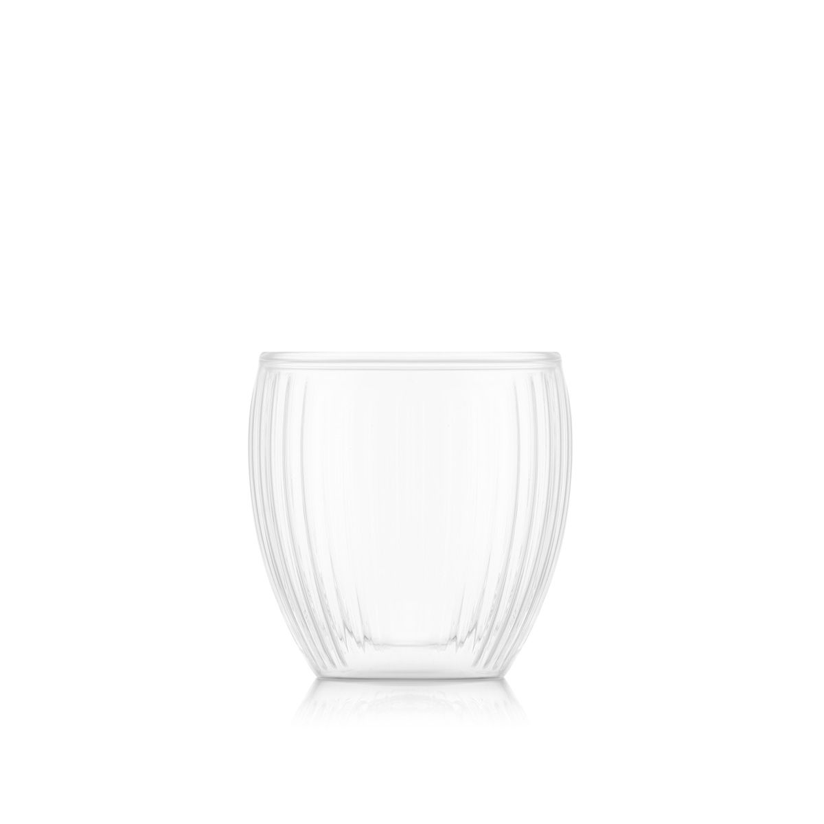 BODUM SET OF 2 PAVINA DOUBLE WALLED GLASSES WITH RIBS 200ml