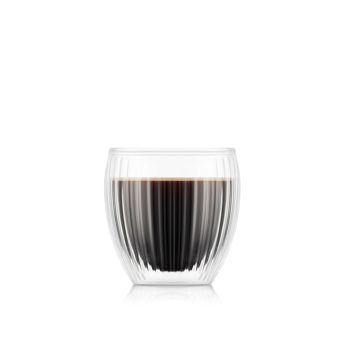 BODUM SET OF 2 PAVINA DOUBLE WALLED GLASSES WITH RIBS 200ml