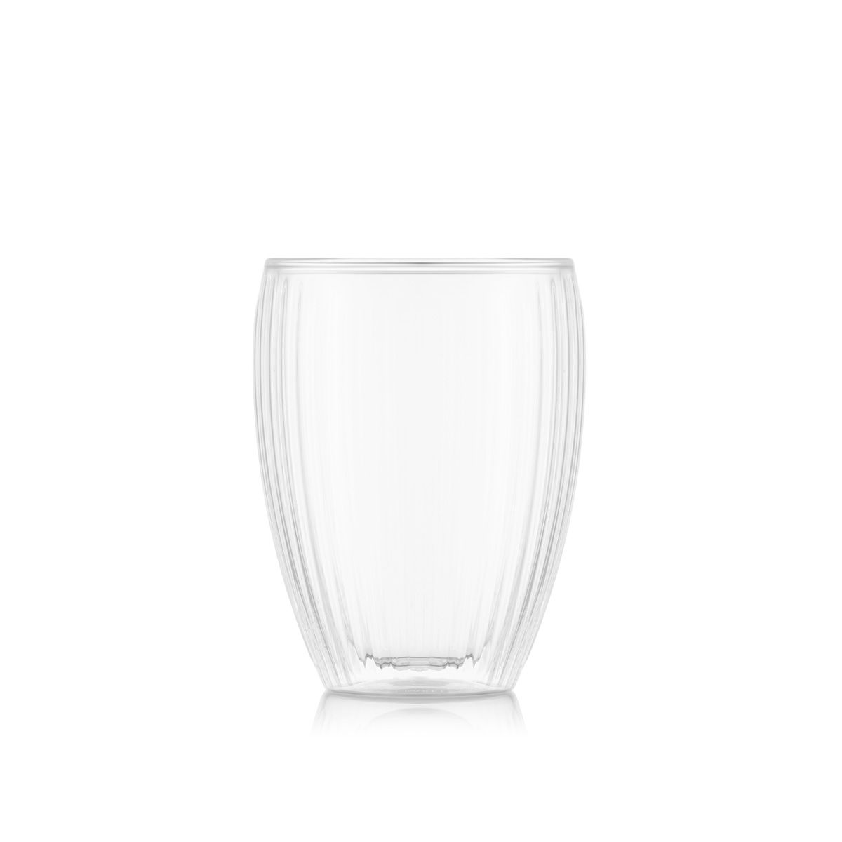 BODUM SET OF 2 PAVINA DOUBLE WALLED GLASSES WITH RIBS 320ml