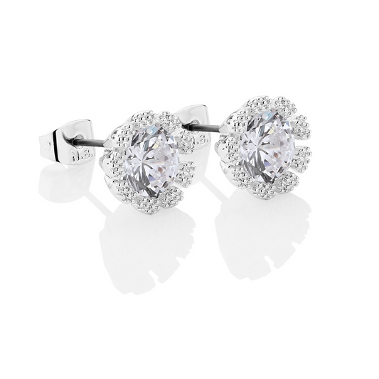 NEWBRIDGE FLOWER EARRINGS CLEAR STONES