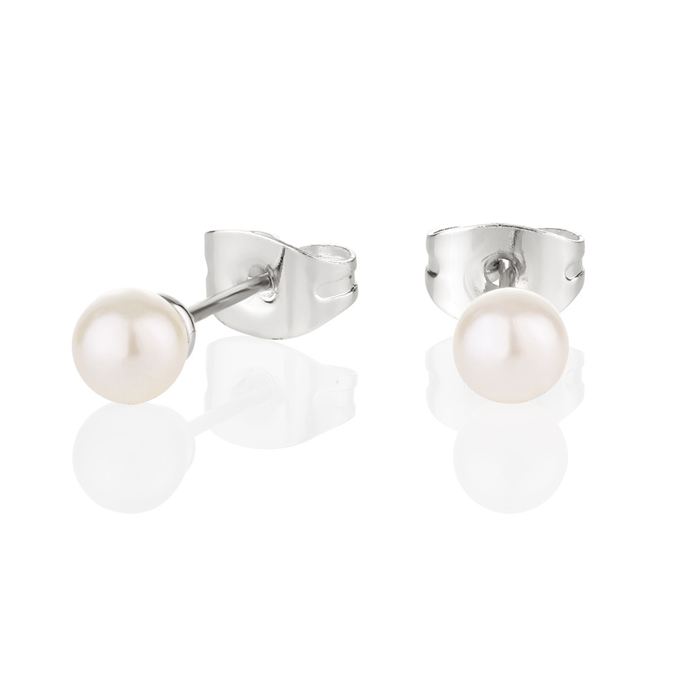 NEWBRIDGE SILVER PLATED PEARL EARRING 4MM