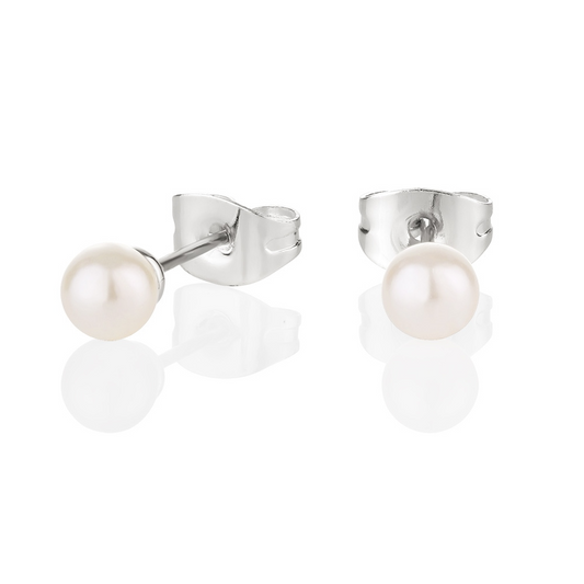 NEWBRIDGE SILVER PLATED PEARL EARRING 4MM