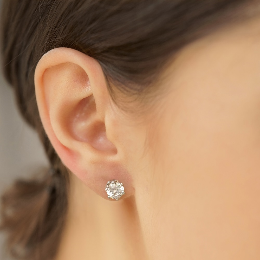 NEWBRIDGE STUD EARRINGS ROUND CLEAR STONE