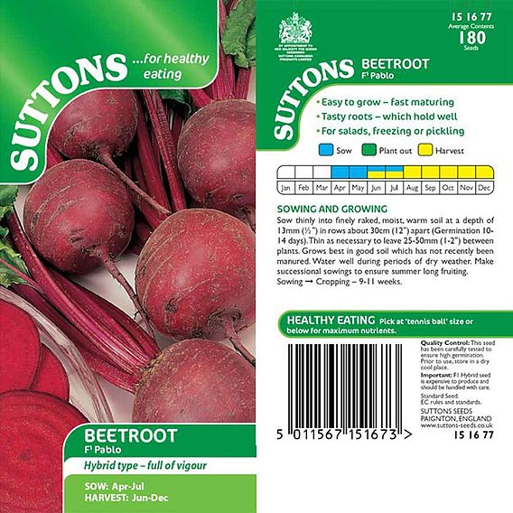 SUTTONS BEETROOT 'PABLO' F1 - SEEDS