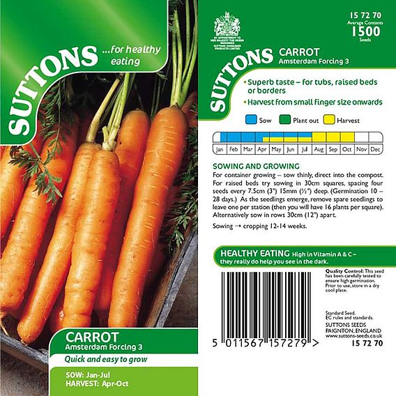 SUTTONS CARROT 'AMSTERDAM FORCING 3' - SEEDS