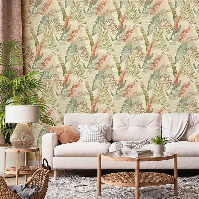 BELGRAVIA SARIKA LEAF CREAM & GREEN WALLPAPER