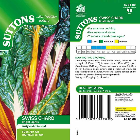 SUTTONS SWISS CHARD 'BRIGHT LIGHTS' - SEEDS