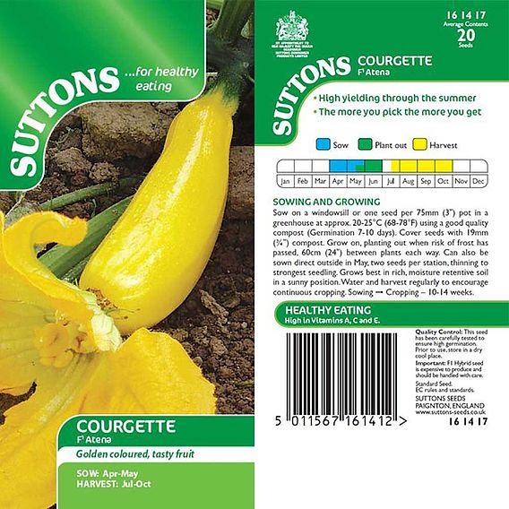 SUTTONS  COURGETTE F1 'ATENA' - SEEDS