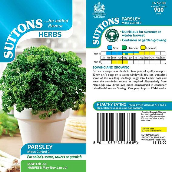 SUTTONS PARSLEY 'MOSS CURLED 2' - SEEDS