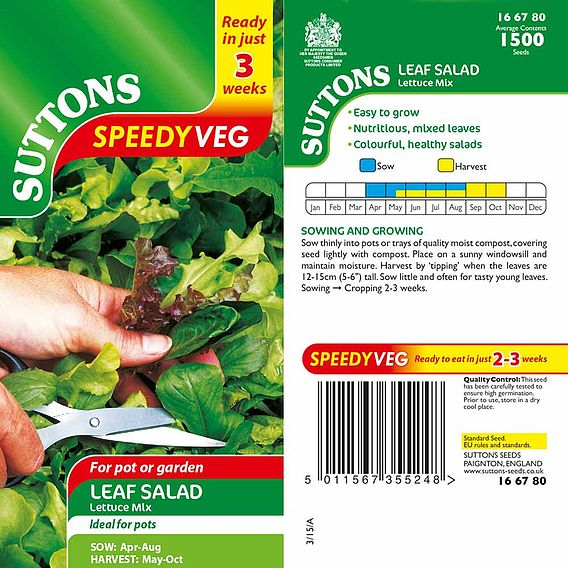 SUTTONS LETTUCE 'MIXED VARIETIES' - SEEDS