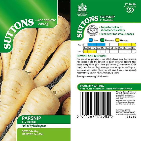 SUTTONS PARSNIP 'GLADIATOR F1' - SEEDS