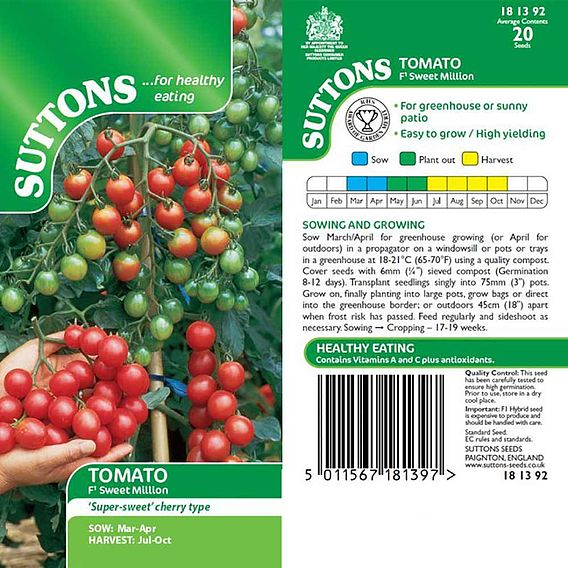 SUTTONS TOMATO F1 'SWEET MILLION' - SEEDS