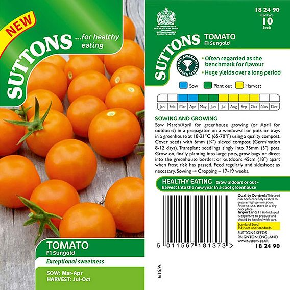 SUTTONS TOMATO F1 'SUNGOLD' - SEEDS