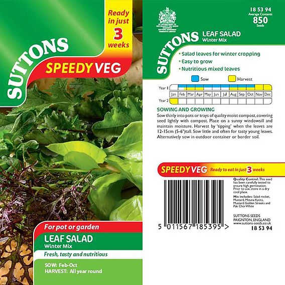 SUTTONS LEAF SALAD WINTER MIX - SPEEDY VEG SEEDS