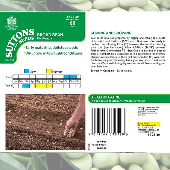 SUTTONS BROAD BEAN 'DE MONICA' - SEEDS