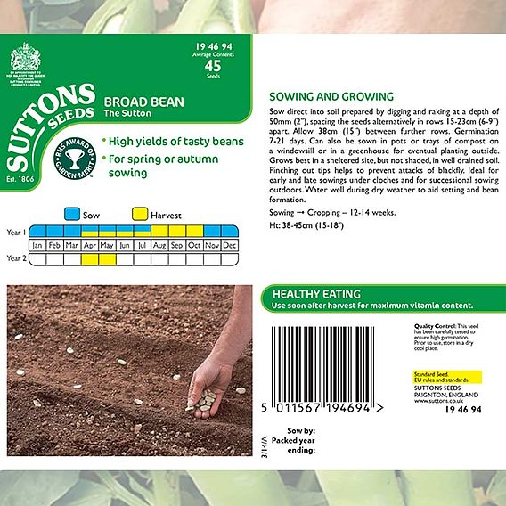 SUTTONS BROAD BEAN 'THE SUTTON' - SEEDS