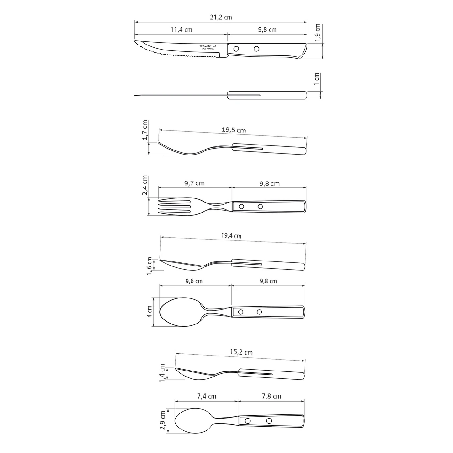 TRAMONTINA DISHWASHER-SAFE WOODEN HANDLE 24 PCS. CUTLERY SET