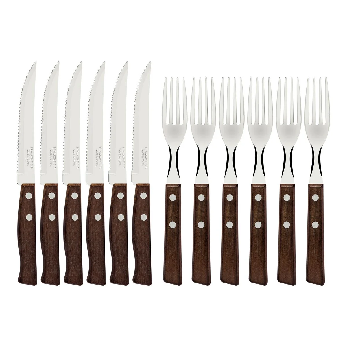 TRAMONTINA WOODEN HANDLE 12 PCS. CUTLERY SET