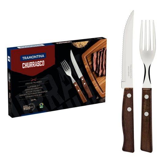 TRAMONTINA WOODEN HANDLE 12 PCS. CUTLERY SET