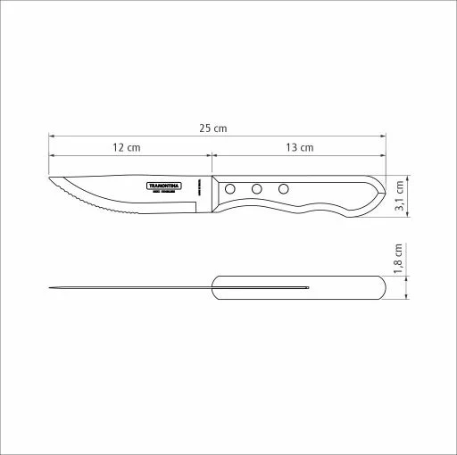 TRAMONTINA DISHWASHER-SAFE WOODEN HANDLE 6 PCS. JUMBO STEAK KNIFE SET