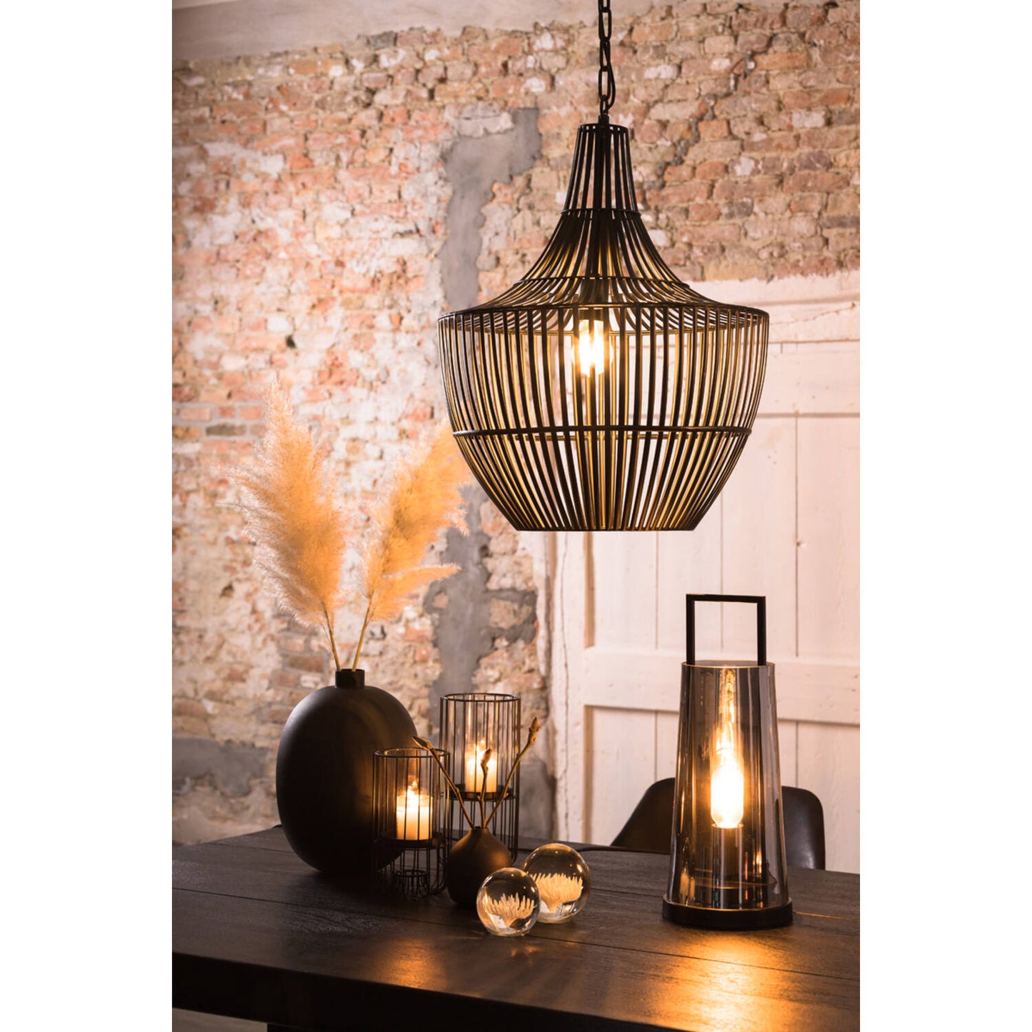 LIGHT & LIVING HANGING LAMP 47x62.5CM STELLA MATT BLACK