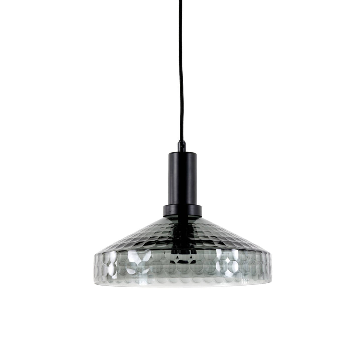 LIGHT & LIVING HANGING LAMP 23*23CM DELILO GLASS SMOKED GREY + BLACK