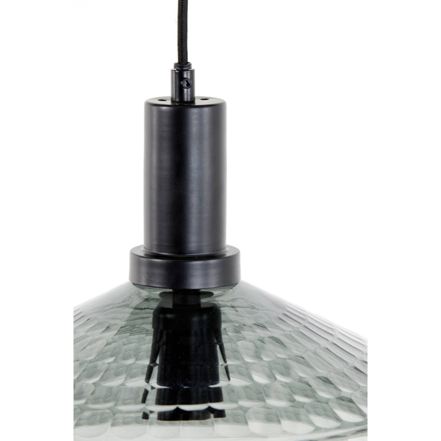 LIGHT & LIVING HANGING LAMP 23*23CM DELILO GLASS SMOKED GREY + BLACK