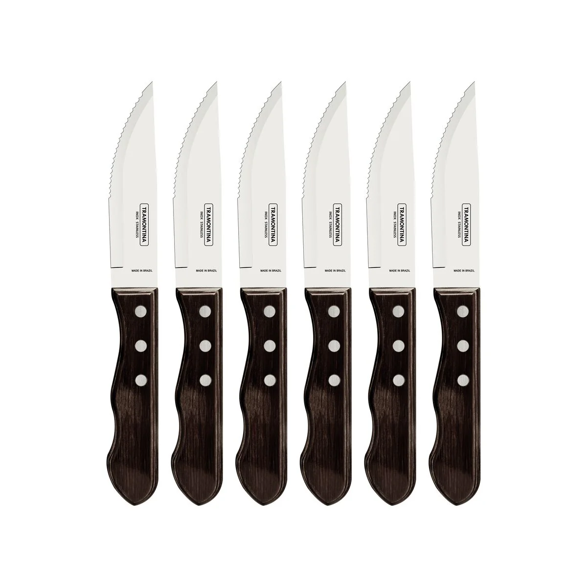 TRAMONTINA DISHWASHER-SAFE WOODEN HANDLE 6 PCS. JUMBO STEAK KNIFE SET