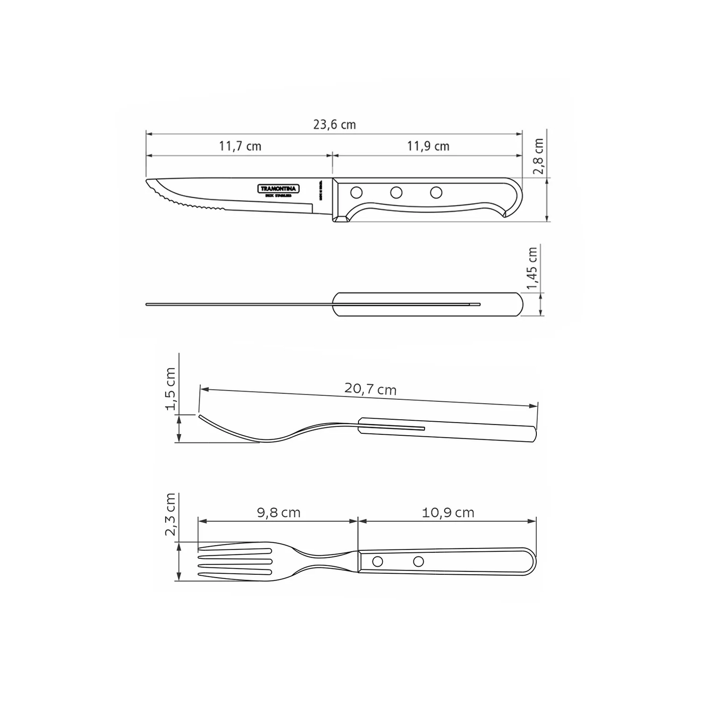 TRAMONTINA DISHWASHER-SAFE WOODEN HANDLE 8 PCS. CUTLERY SET