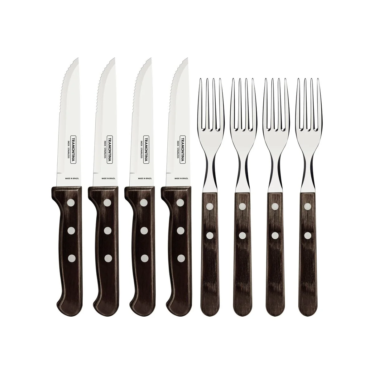 TRAMONTINA DISHWASHER-SAFE WOODEN HANDLE 8 PCS. CUTLERY SET