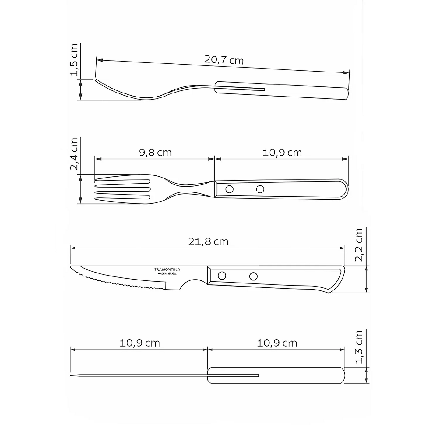 TRAMONTINA DISHWASHER-SAFE WOODEN HANDLE 8 PCS. CUTLERY SET IN WOODEN BOX