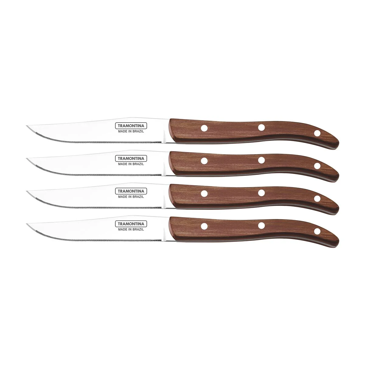 TRAMONTINA DISHWASHER-SAFE WOODEN HANDLE 4 PCS. STEAK KNIFE SET IN WOODEN BOX