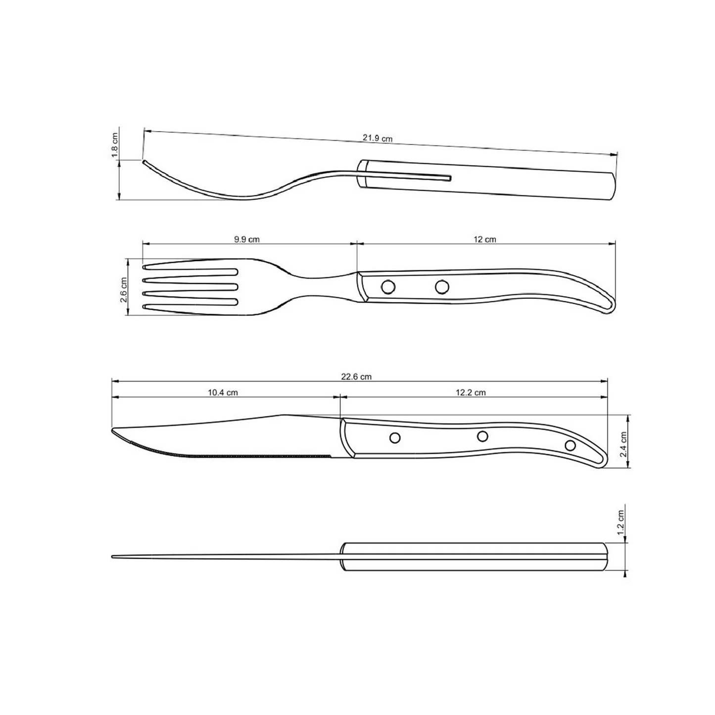 TRAMONTINA DISHWASHER-SAFE WOODEN HANDLE 4 PCS. CUTLERY SET IN WOODEN BOX