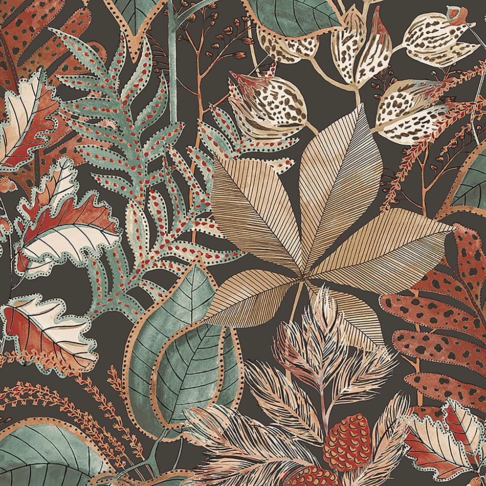 BELGRAVIA EDEN LEAF CHARCOAL WALLPAPER