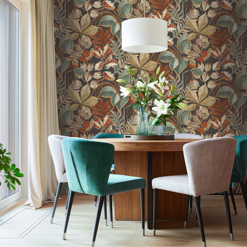 BELGRAVIA EDEN LEAF CHARCOAL WALLPAPER