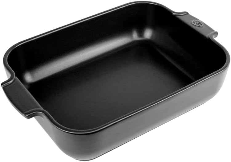 PEUGEOT SATIN BLACK RECTANGULAR CERAMIC ROASTER 32CM