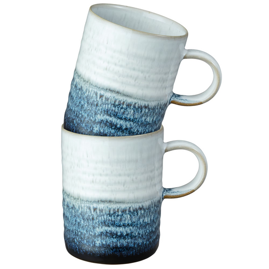 DENBY KILN BLUE SET OF 2 RIDGED MUGS