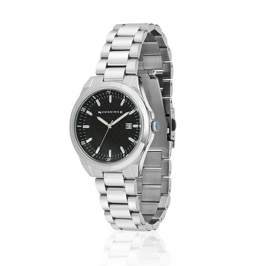 NEWBRIDGE MENS WATCH WITH BLACK DIAL AND LINK BRACELET