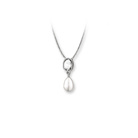 NEWBRIDGE PEARL DROP PENDANT WITH CLEAR STONE NECKLACE