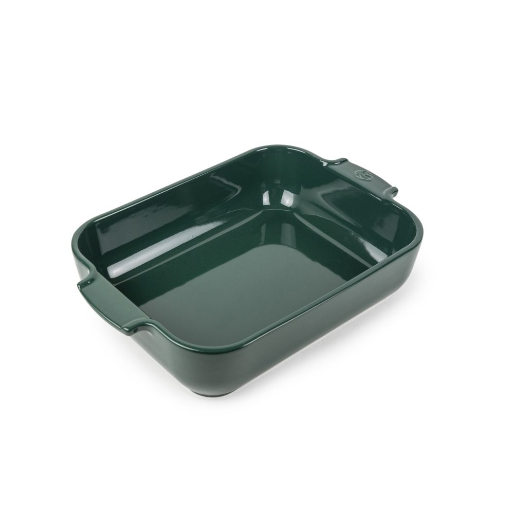 PEUGEOT FOREST GREEN RECTANGULAR CERAMIC ROASTER 32CM