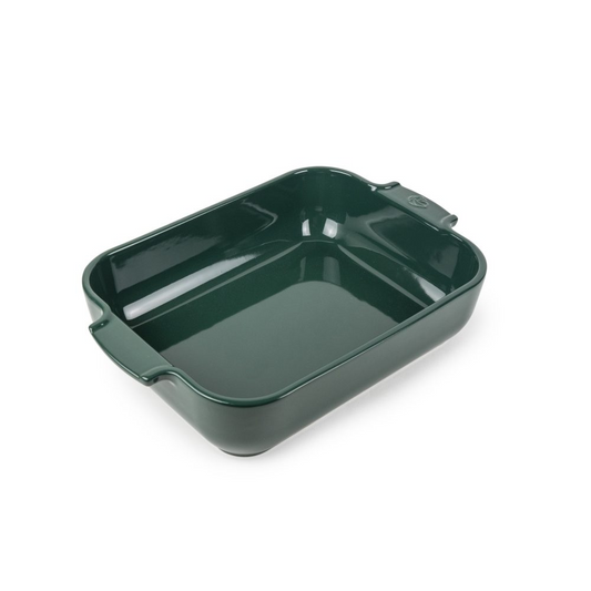 PEUGEOT FOREST GREEN RECTANGULAR CERAMIC ROASTER 32CM