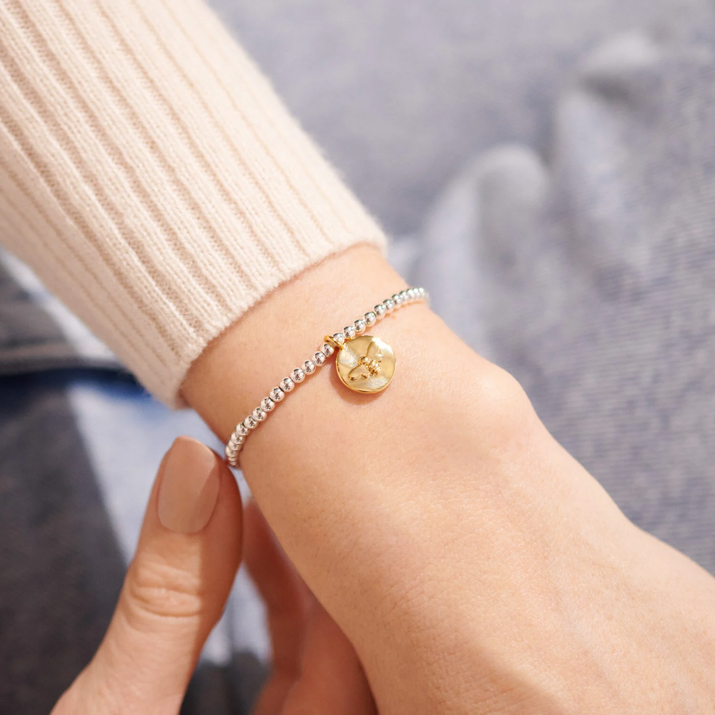 JOMA A LITTLE BEE LUCKY SILVER AND GOLD BRACELET