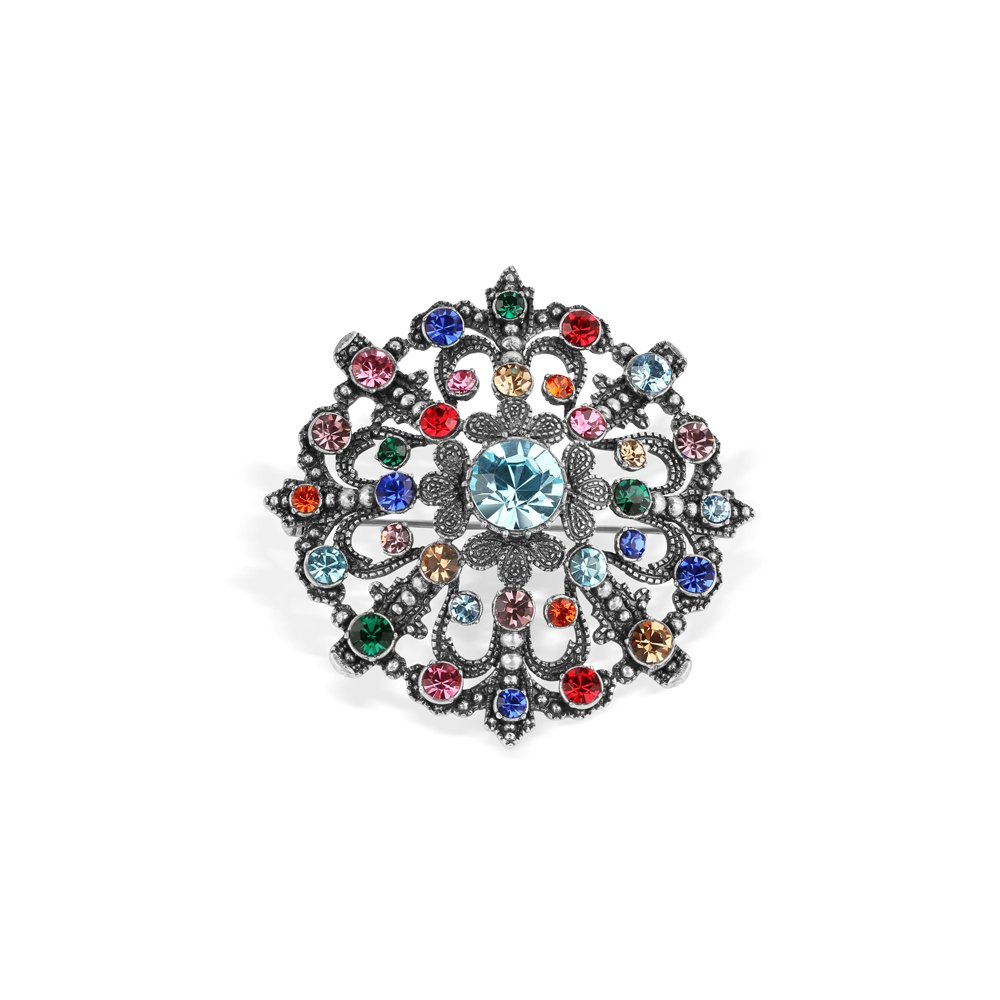 NEWBRIDGE VINTAGE BROOCH WITH COLOURED STONES