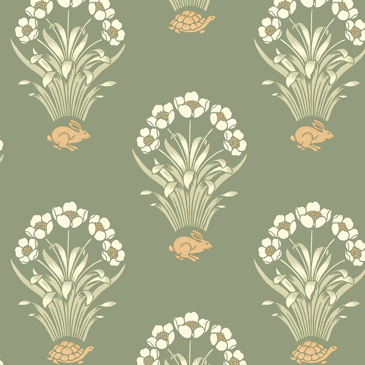 BELGRAVIA TORTOISE & HARE SAGE WALLPAPER