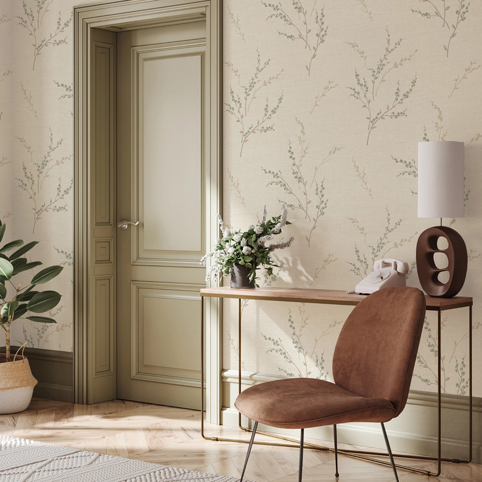 BELGRAVIA CARMELLA GREEN TWIG WALLPAPER