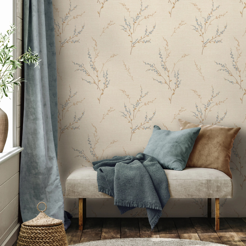 BELGRAVIA CARMELLA BLUE TWIG WALLPAPER