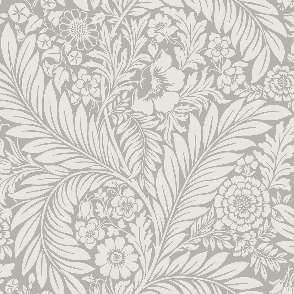 BELGRAVIA FLORENCE FLORAL LEAF GREY WALLPAPER